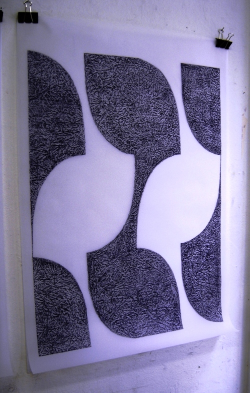 96 x 66 cm | Técnica Mista, desenho e monotipia, bastão de aquarela s/ papel vegetal